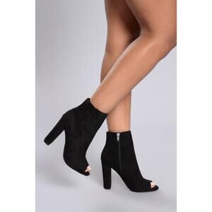 Fashion Nova Black Nirvana Heel Boot Open Toe 4” With Box Party Going Out